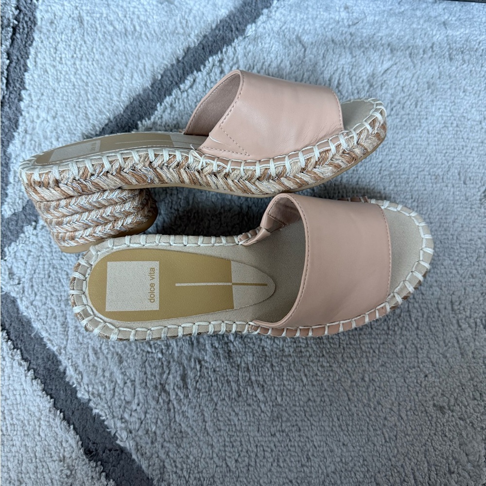 Dolce Vita Blush Pink Espadrille Slide Heels